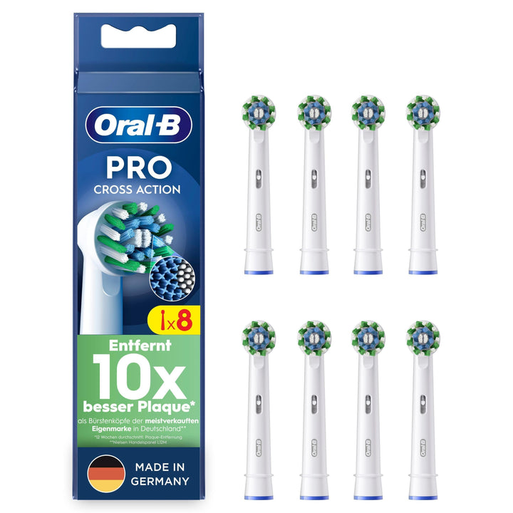 Oral-B Pro CrossAction Aufsteckbürsten für elektrische Zahnbürste, 8 Stück, überlegene Zahnreinigung