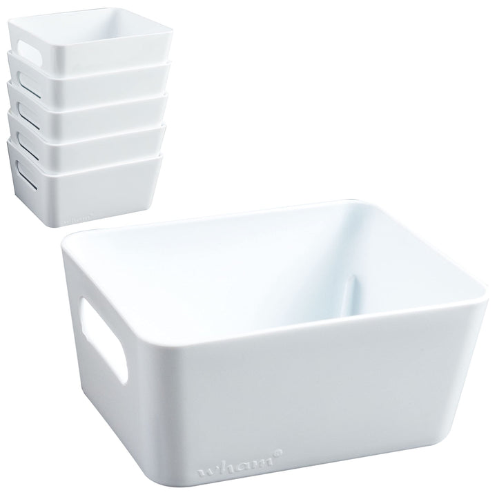 6x Ordnungsboxen - 6 cm hoch - WEIss - 12,5x10x6cm - 1 Liter - Ordnungskorb - Schubladenorganizer Sc