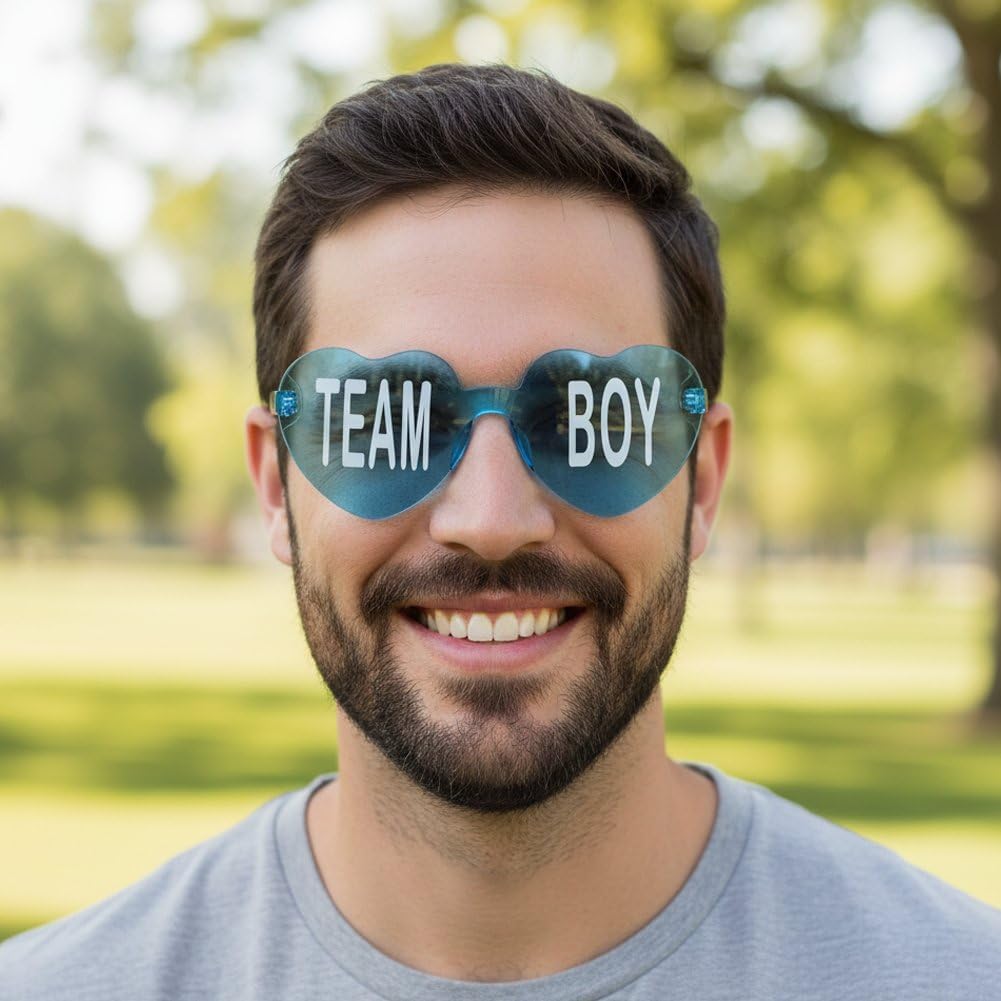 6er-Pack Gender-Reveal-Brillen, Herz- Und Sternförmige Sonnenbrillen, Rosa Und Blau, Mädchen/Junge,