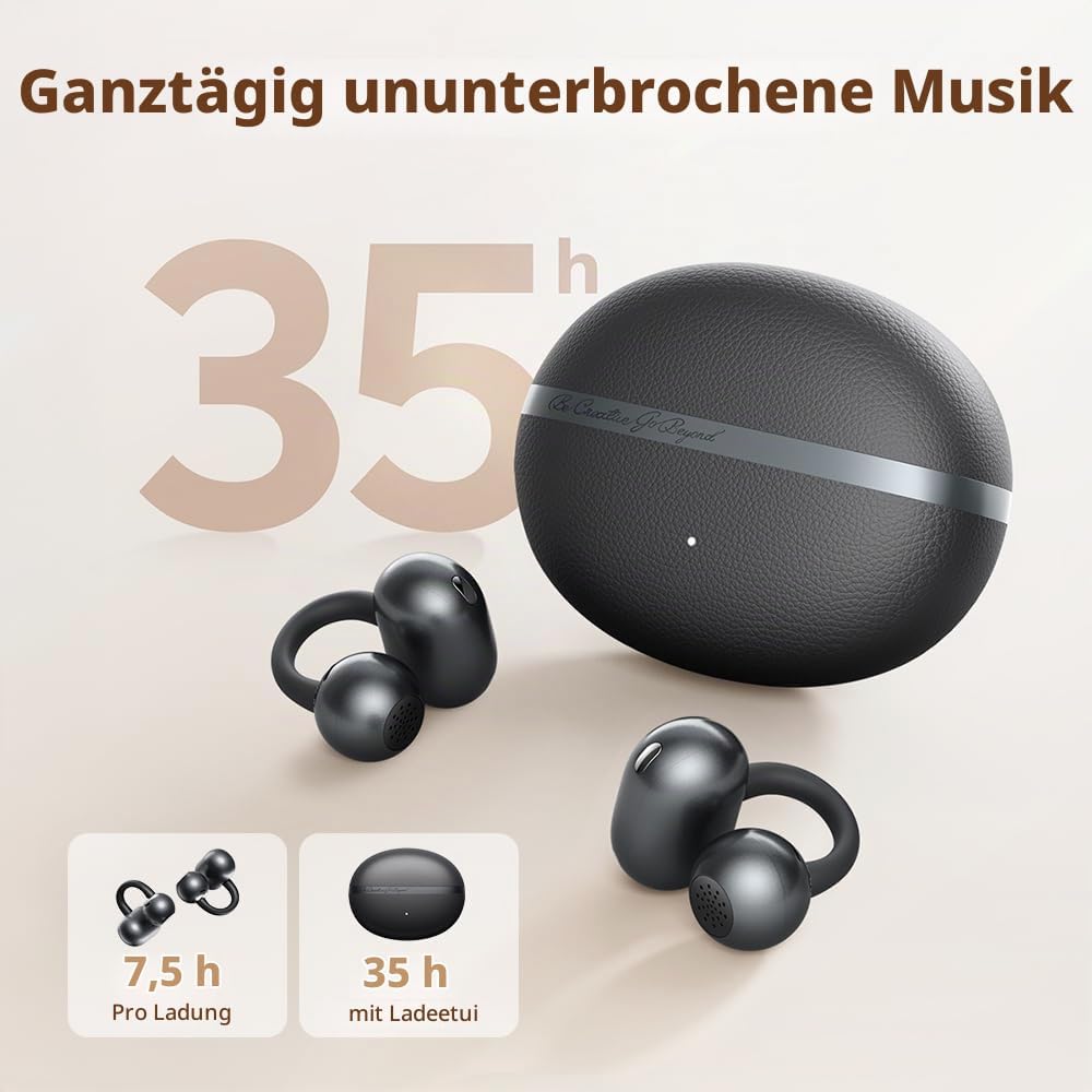 QCY Crossky C50 Open Ear Kopfhör,Clip on kopfhörer kabellos Bluetooth,Kraftvoller Bass,Geräuschunter