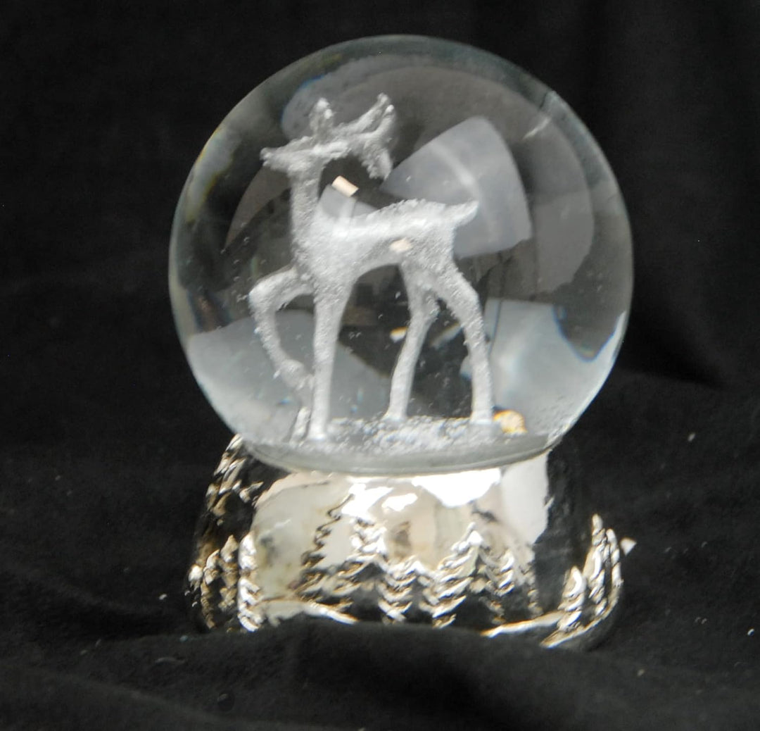 Schneekugel REH Silber Silber-Sockel Landschaft Winter Christmas mit Spieluhr Durchmesser 100mm * 20