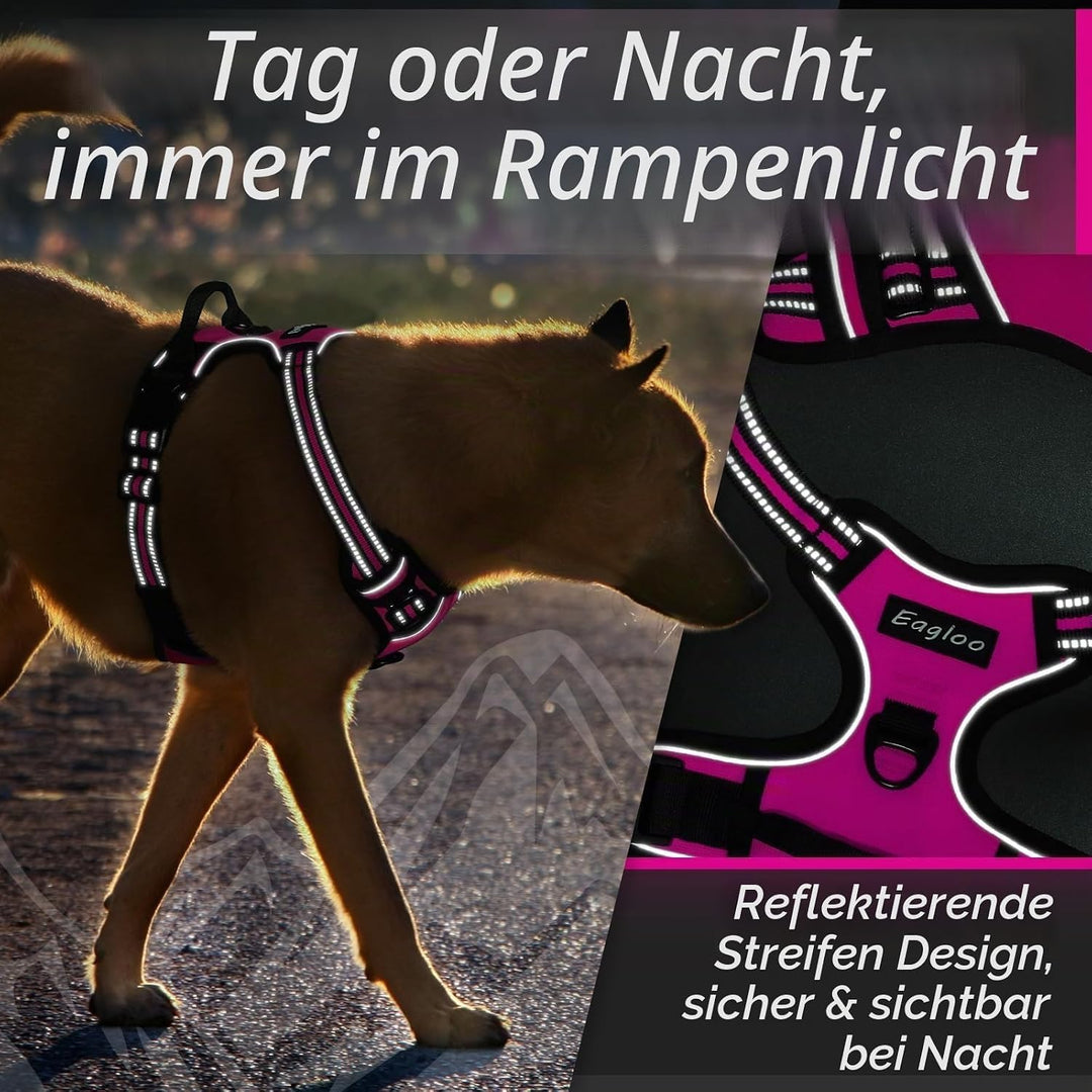 Eagloo Hundegeschirr Kleine Hunde, Anti Zug Hundegeschirr mit Reflexstreifen und Kontrolle, Verstell