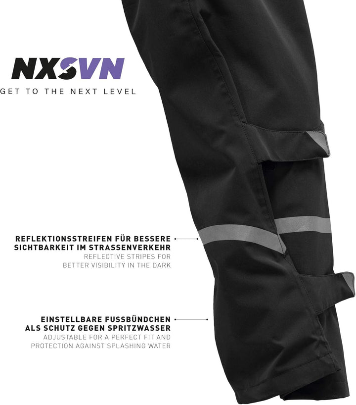 Rubberneck NXSVN Fahrrad Regenhose Atmungsaktiv, Reflektierend mit 3M Reflektoren XL Schwarz, XL Sch