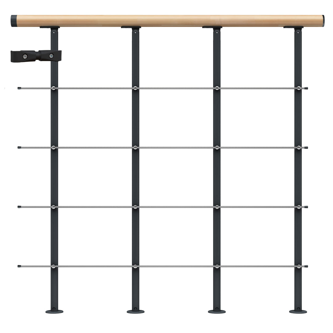 DOLLE Brüstungsgeländer für Mittelholmtreppe Geländer Starter-Set 1 Meter Handlauf Buche lackiert Pf