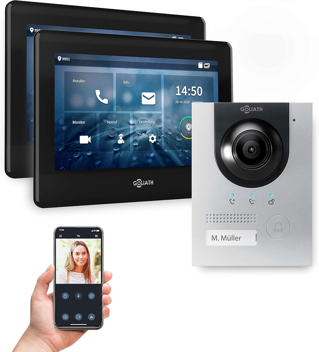 Goliath Hybrid | IP | Full-HD Video Türsprechanlage | App | 1-Fam | 2 x Full-Touchscreen 17,78 cm (7