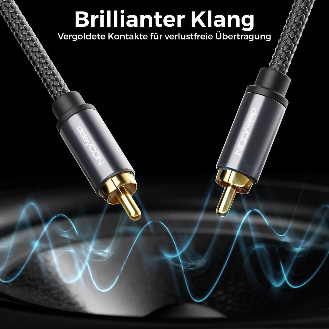 deleyCON 7,5m Subwoofer Kabel - Cinch RCA Koaxialkabel - für Subwoofer, AV-Receiver, HiFi-Verstärker