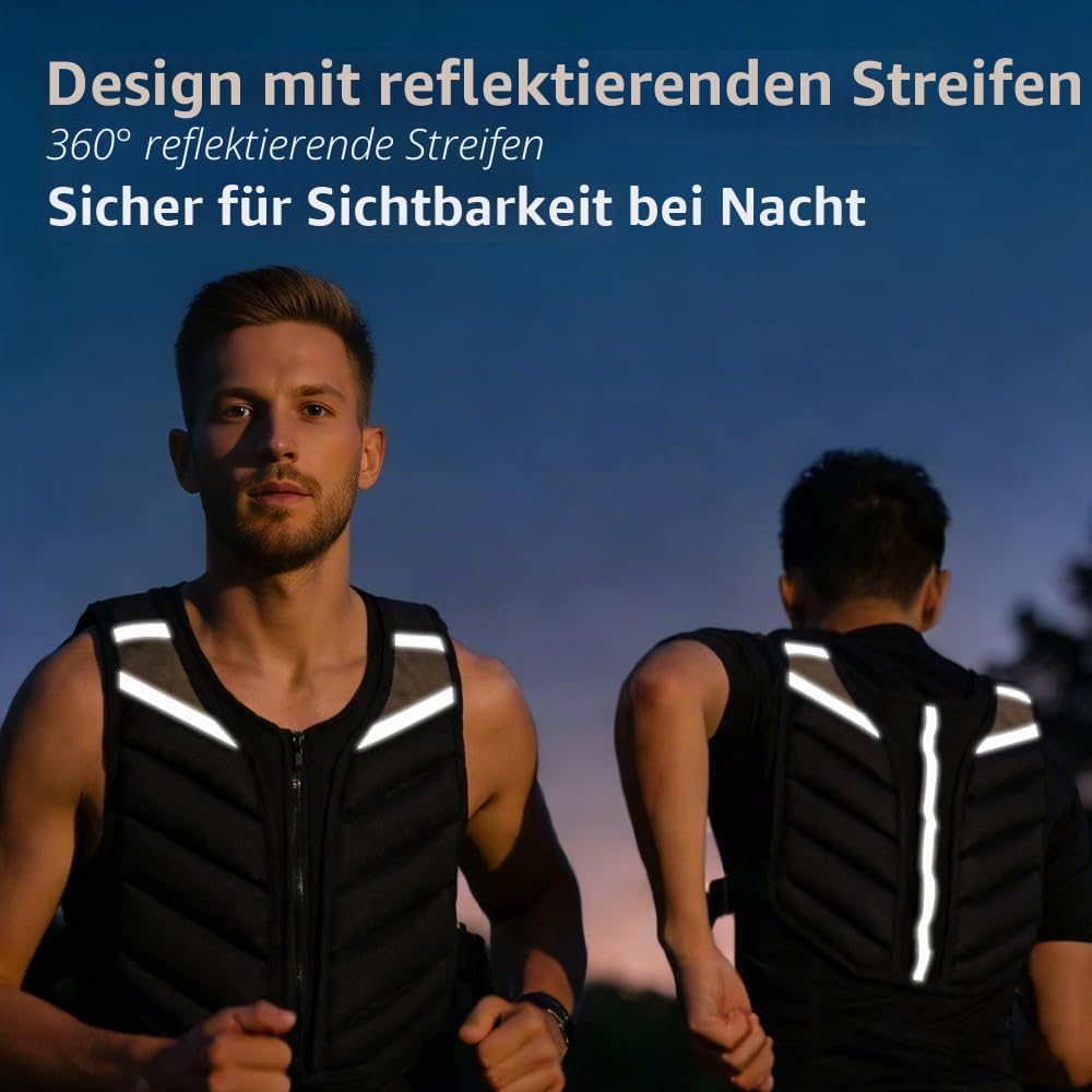 Abahub Gewichtsweste 10lb Herren Damen mit Reissverschluss Gewichtsweste mit reflektierendem Streife