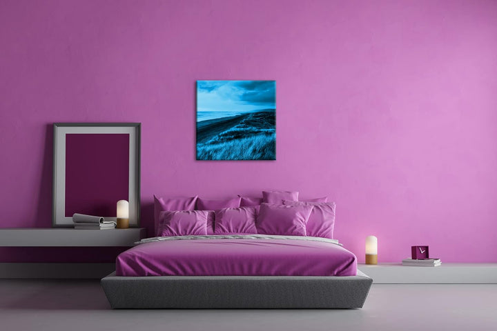 deyoli Neuseeland Küste Format: 60x60 Effekt: Monocrome Blau als Leinwand, Motiv fertig gerahmt auf