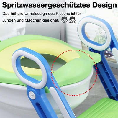 Aufun Toilettensitz Faltbar Kinder Toilettentrainer, Baby Kindertoilette mit Trppen und Griffe, 2 Hö