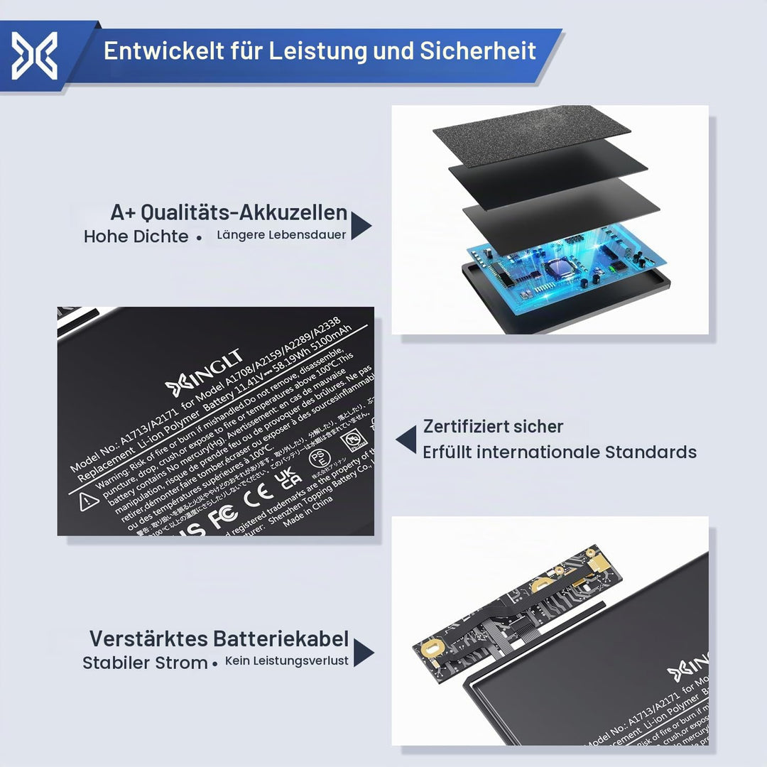 XINGLT a1713 a1708 Akku Ersatz Laptop Akku für a1708 MacBook Pro 13 Zoll Retina A1713 Akku Ersatz Ho