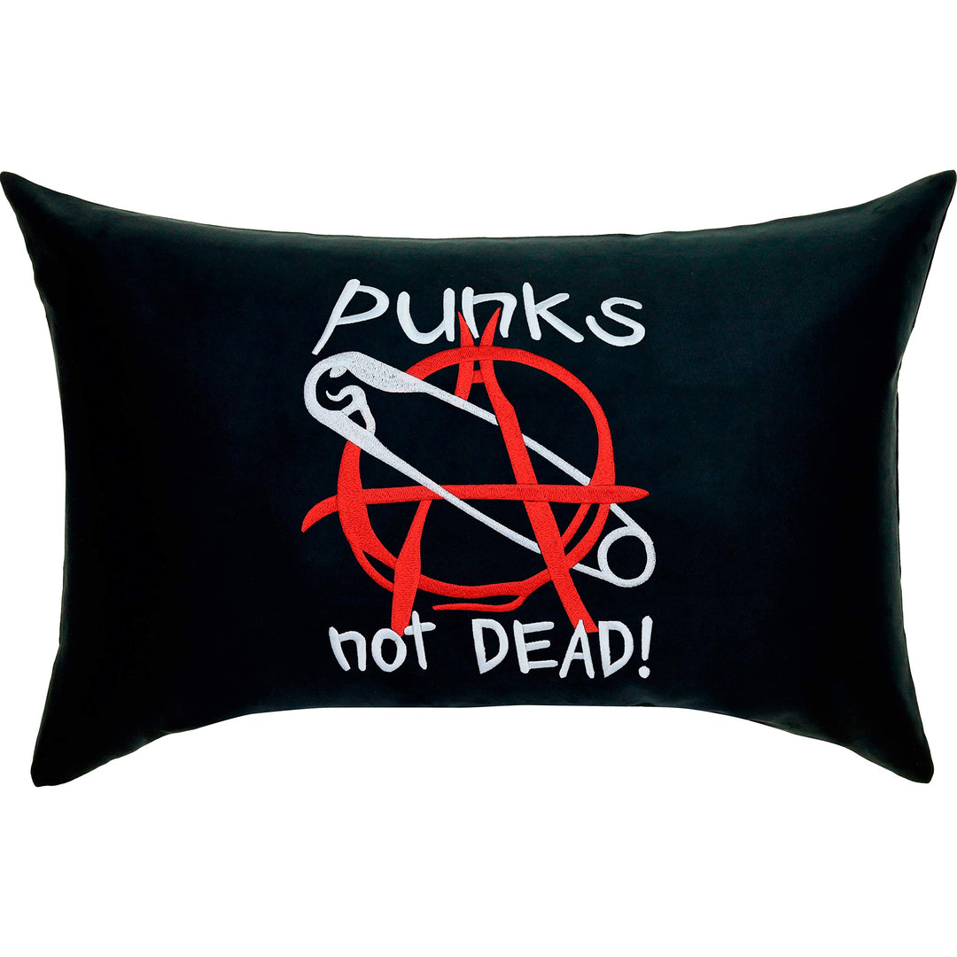 Punks not Dead Dekokissen mit Stickerei | lustige Wohnzimmer Dekoration Kissen mit Füllung Rocker Au