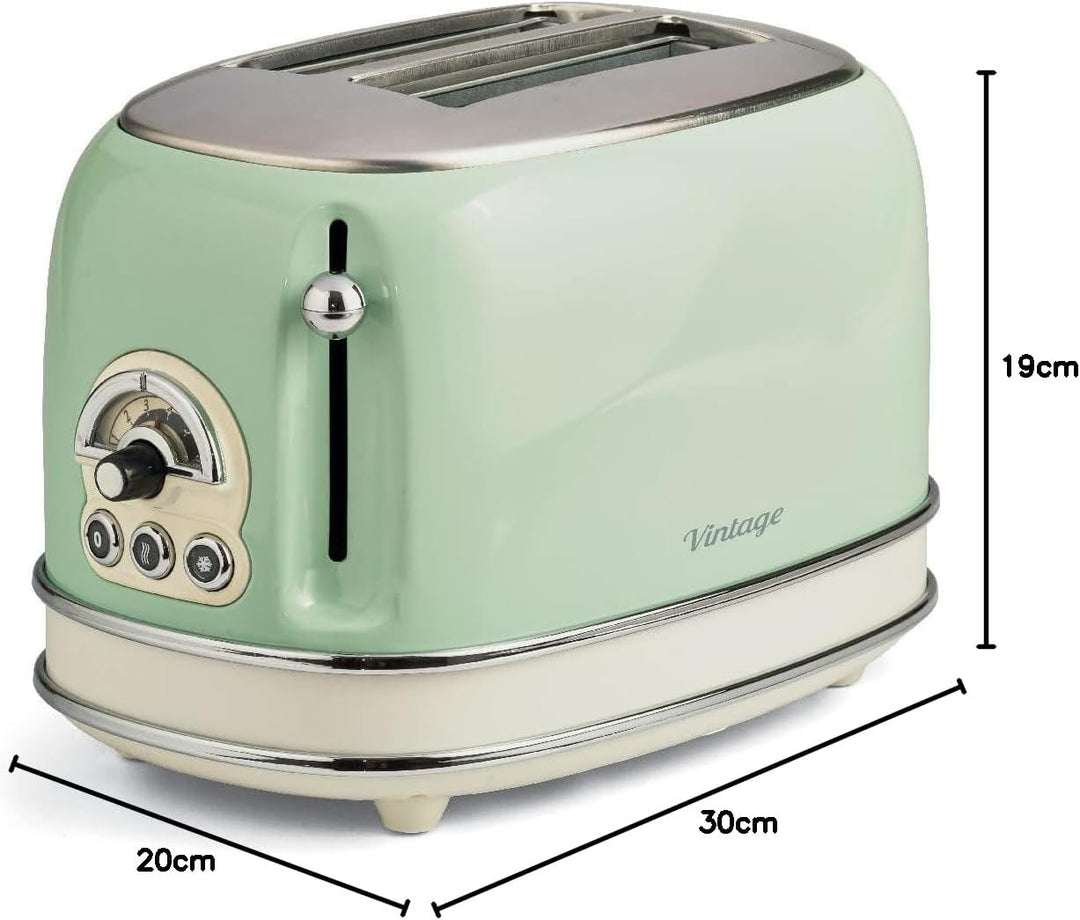 Ariete 155 Vintage Toaster, 2 Scheiben, 810 W, 3 Funktionen, 6 Bräunungsstufen, automatischer Auswur