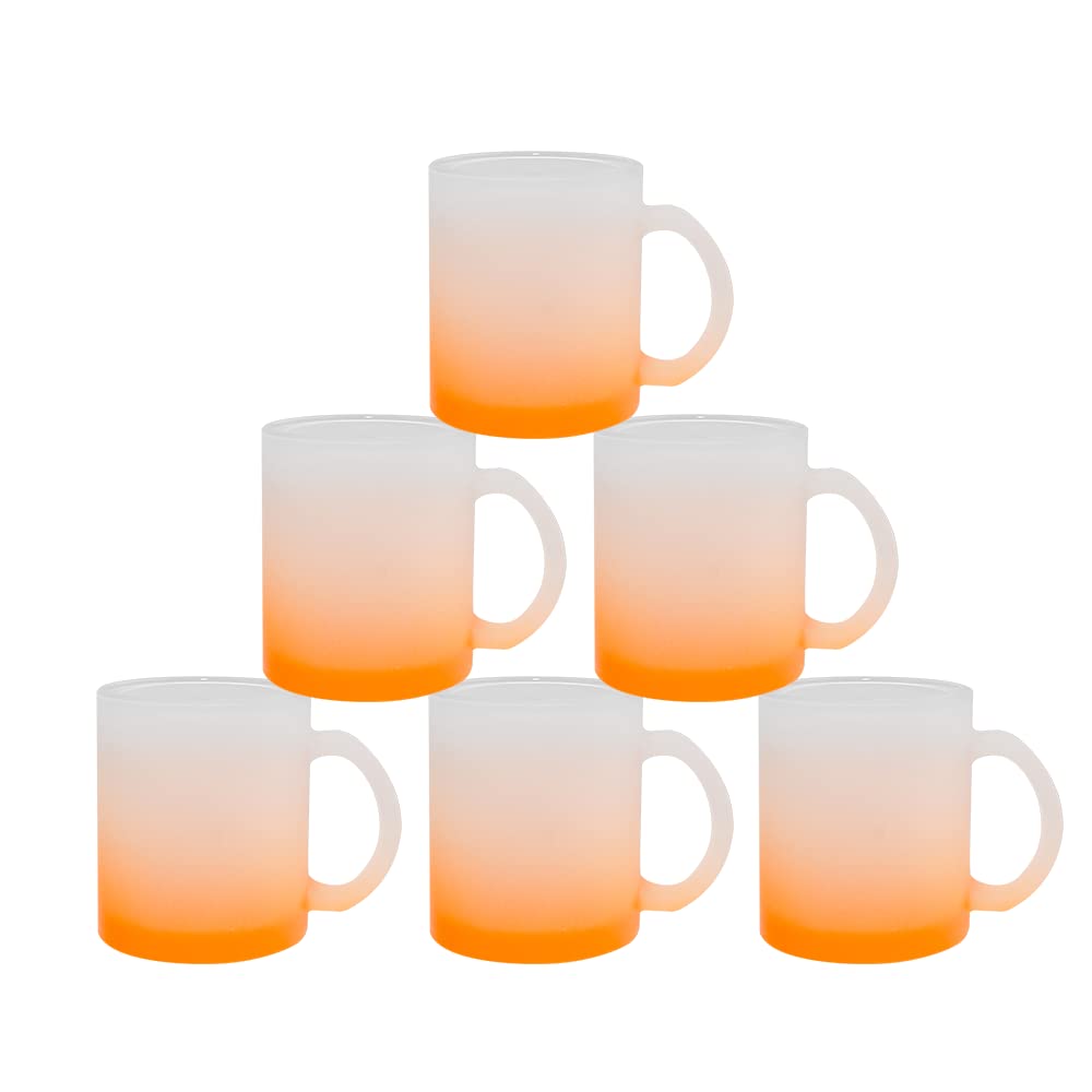 MR.R 11oz Sublimatio Farbbecher aus Glas Sublimation Tasse 6 Stück (Orange), Orange
