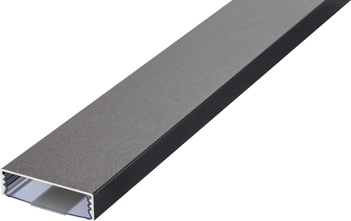 Flacher Design Aluminium Kabelkanal lackiert in Titanium Anthrazit Seidenmatt selbstklebend 50 mm x