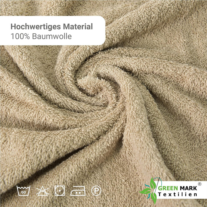 NatureMark 8er Spar-Pack Frottier Handtücher, Handtuch-Set, 50 x 100 cm, Sand/Beige, 100% Baumwolle,