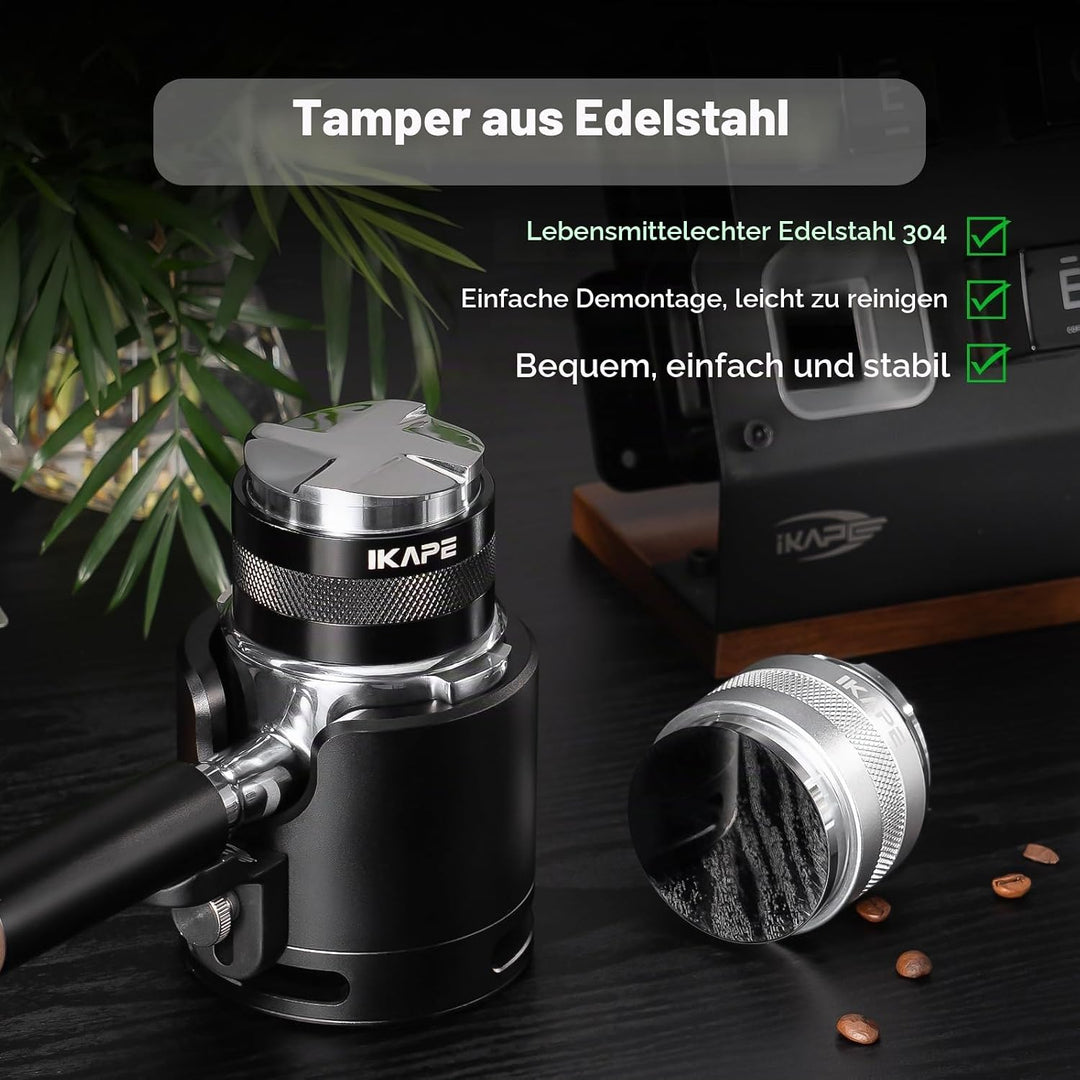 IKAPE Coffee Products, 53mm Kaffeeverteiler &amp; Handstampfer, Espresso-Verteiler mit Einstellbarer Tie