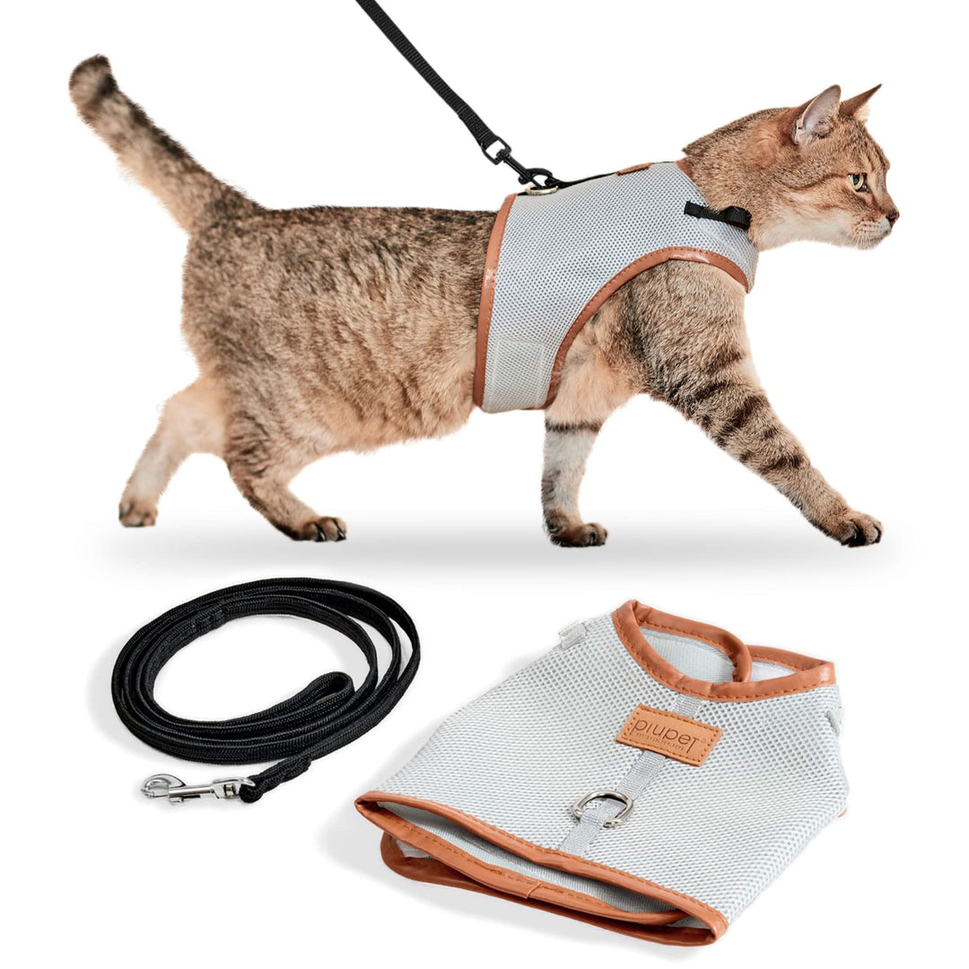 PiuPet® Katzengeschirr (M) mit 1,2m Leine I ausbruchsicher I Geschirr Katze I Katzengeschirr ausbruc