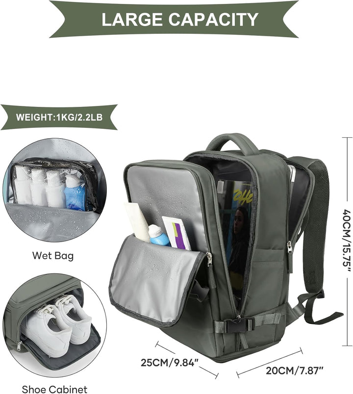 SZLX Grosser Reiserucksack Damen,Ryanair Handgepäck 40x20x25 Rucksack Easyjet Cabin Bag Rucksack Was