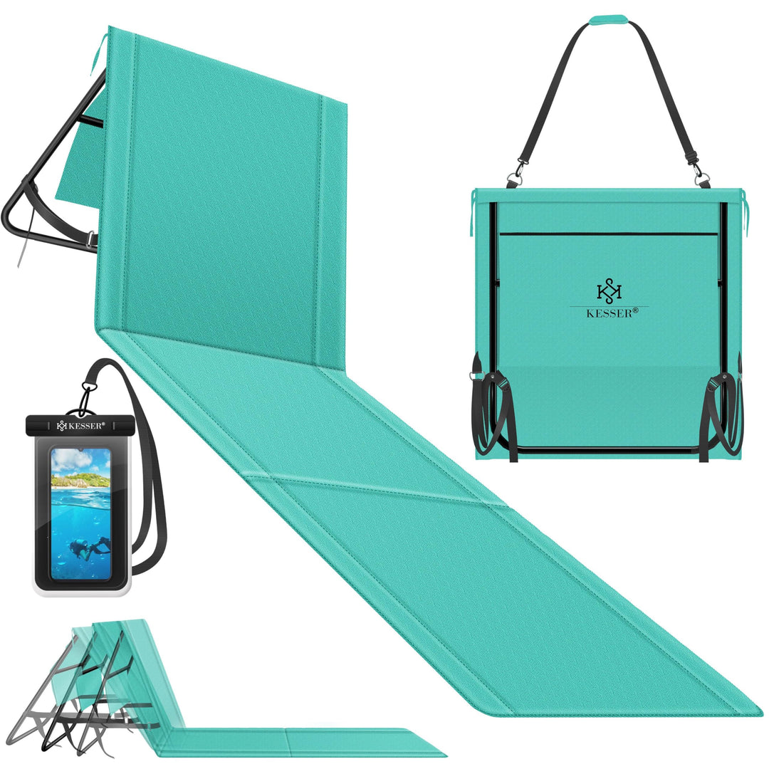 KESSER® Klappbare Strandmatte mit Verstellbarer Rückenlehne – Faltbare Strandliege mit Tragegurt, wa