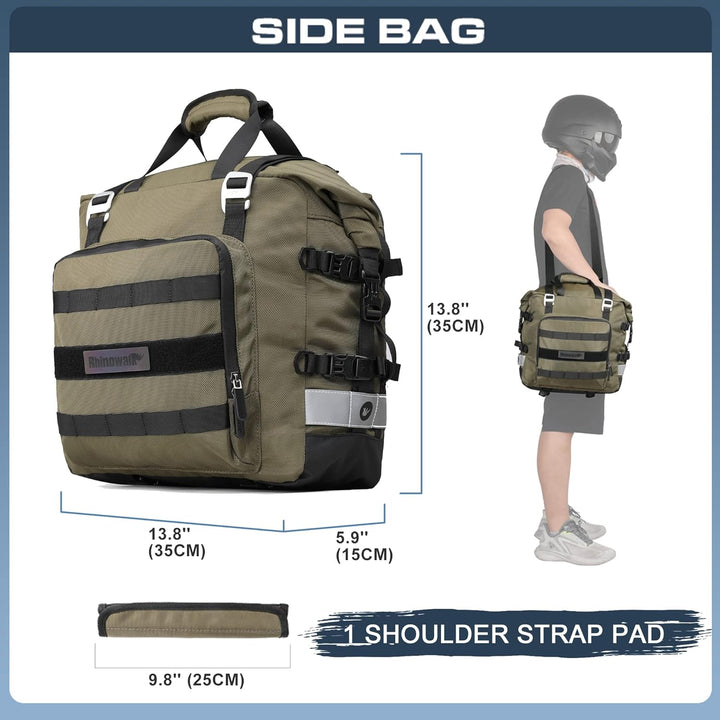 Rhinowalk Motorrad Satteltasche 20L Wasserdicht Motor Seitentasche Gepäcktasche Hecktasche Hinterrad