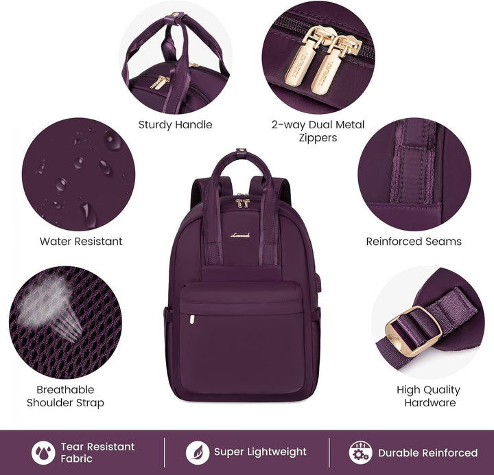 LOVEVOOK Laptop Rucksack Damen, 15,6 Zoll Schulrucksack Teenager mit USB Ladeanschluss, Wasserdicht