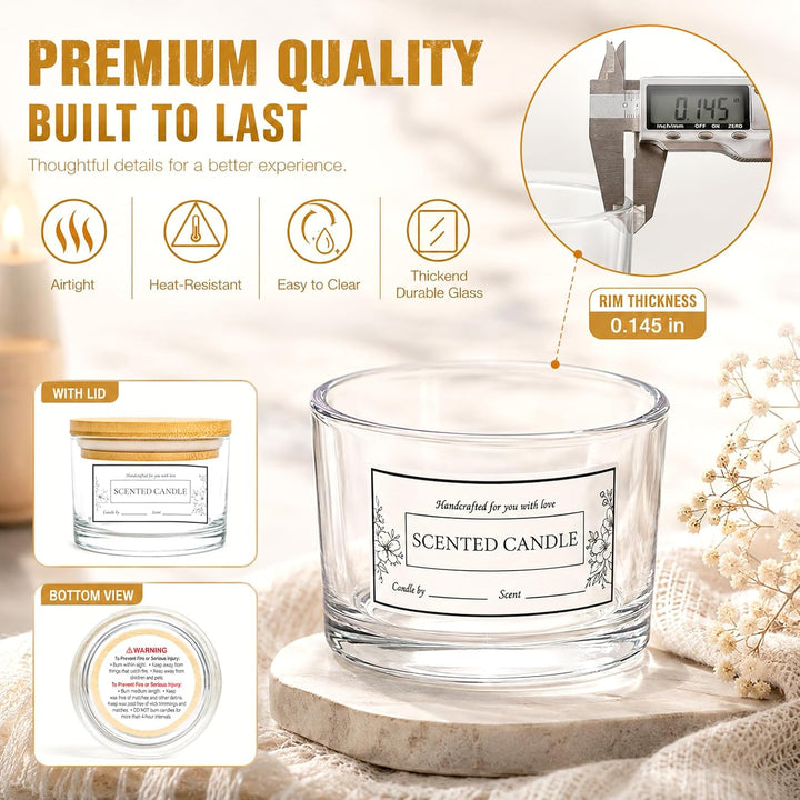 120ml Klare Glas Kerzengläser 6 Stück, zum Kerzenmachen Weithalsige