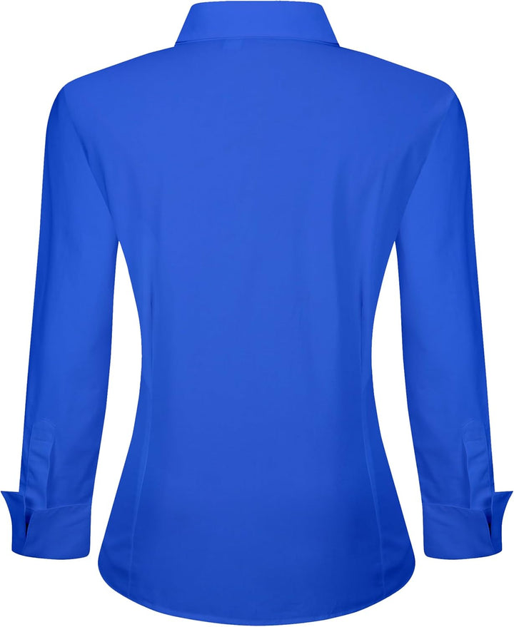 Alex Vando Bluse Damen Langarm Hemd Damen Stretch – Business Button Down Shirts, Bügelfrei Arbeitshe