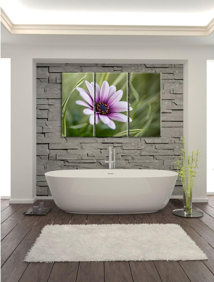 Pixxprint Blume in der Natur als Leinwandbild - Grösse: 3-Teilig (120x80cm) - Wandbild - Kunstdruck