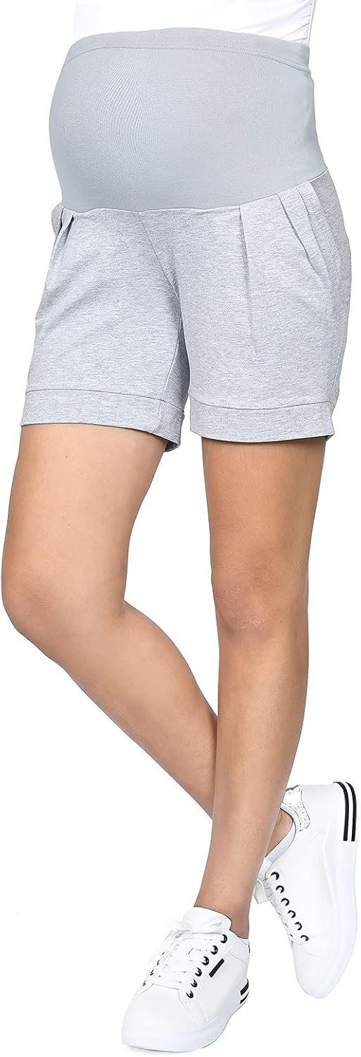 MijaCulture Mija Kurze Umstandsshorts/Umstandshose mit Bauchband für Sommer 1047 L Melange, L Melang