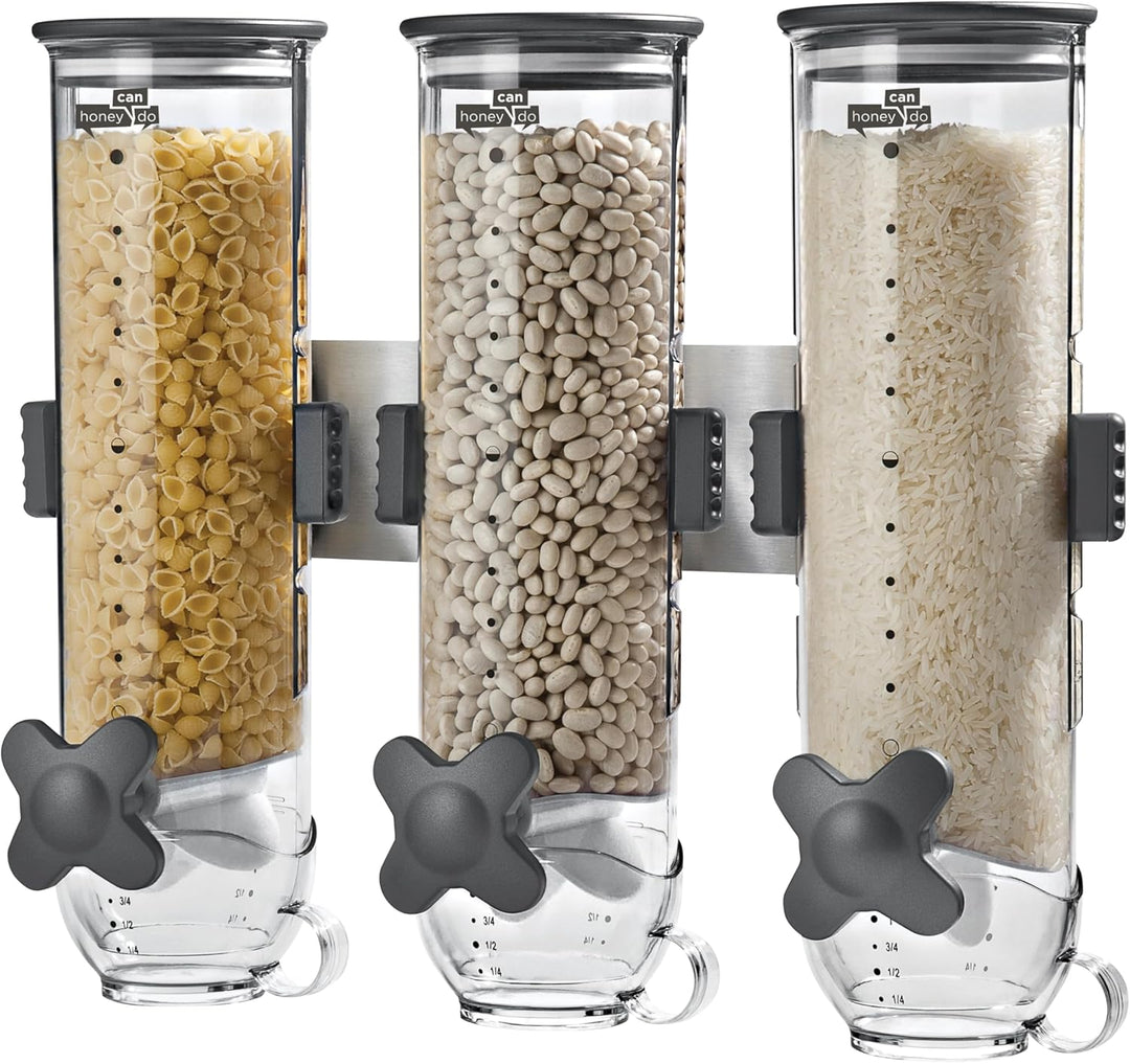 Honey Can Do Zevro KCH-06139 Indispensable SmartSpace Wall Mount Triple Dry-Food Dispenser by ZevrO