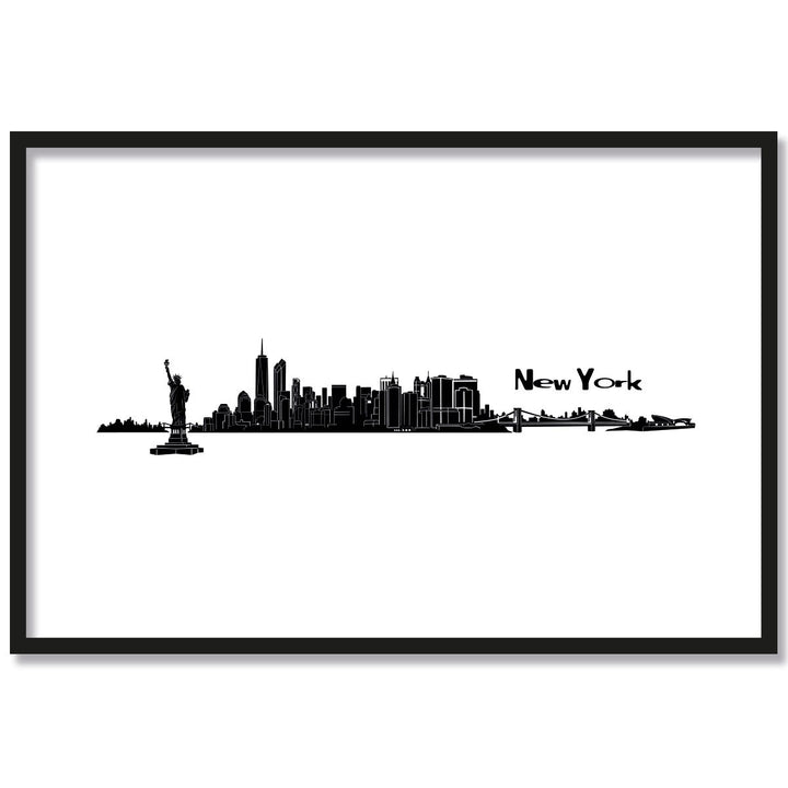 JUNIWORDS Poster mit/ohne Holzrahmen, Wähle ein Motiv, Skyline New York, Wähle eine Grösse, 21 x 30