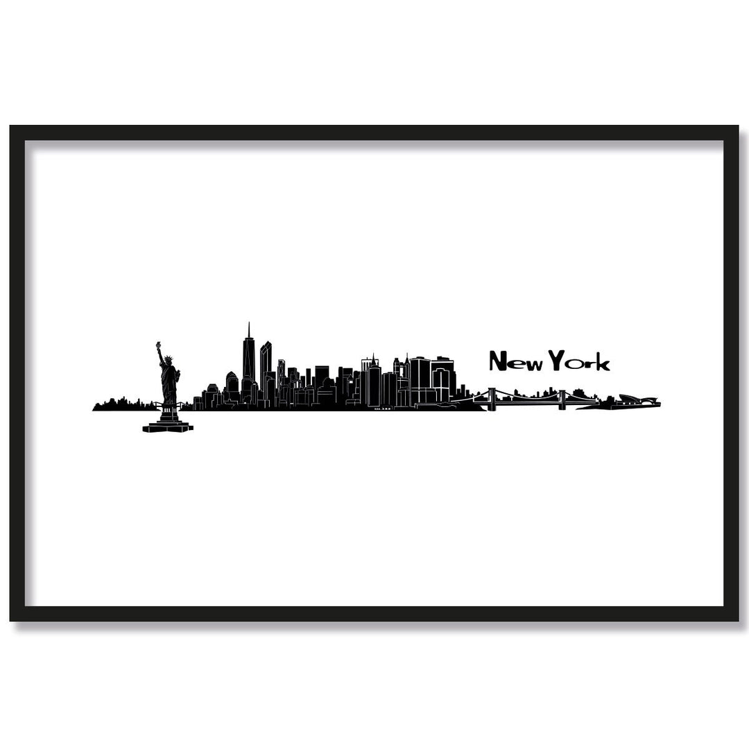 JUNIWORDS Poster mit/ohne Holzrahmen, Wähle ein Motiv, Skyline New York, Wähle eine Grösse, 30 x 40