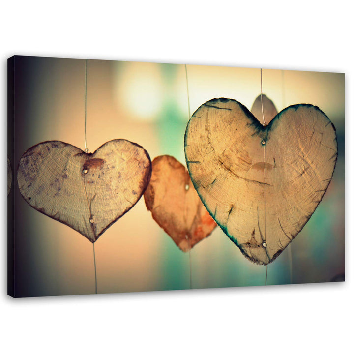 Feeby Leinwandbild 50x70 cm Bild Wandbild Wanddekoration Deko Kunstdruck Herzen Holz Love Liebe Abst