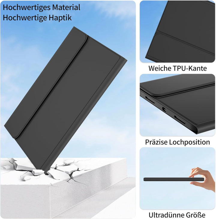 Tastatur Hülle für iPad A16 11. / 10. Generation (2025/2022, 11/10,9 Zoll), 7-farbige Hintergrundbel