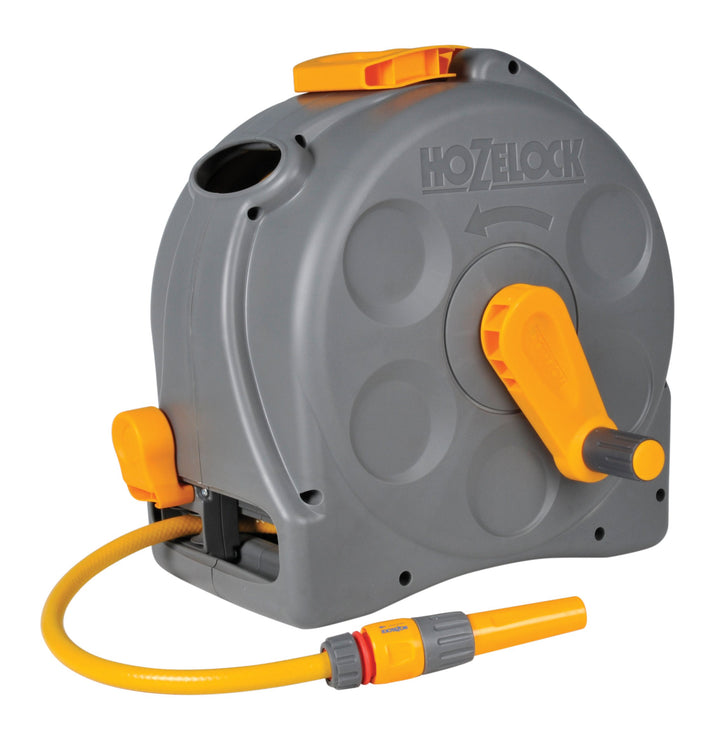HOZELOCK - Kompakte Schlauchbox 25 M 2in1: Tragbar oder an der Wand montiert , leichter Aufrollmecha