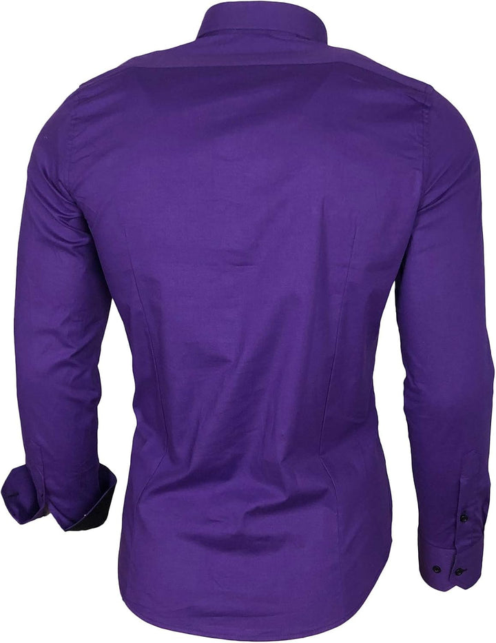 Baxboy Herren-Hemd Langarm/Business Freizeit Hochzeit/Bügelleicht/Slim-Fit/Anzug Kentkragen Hemd B-5