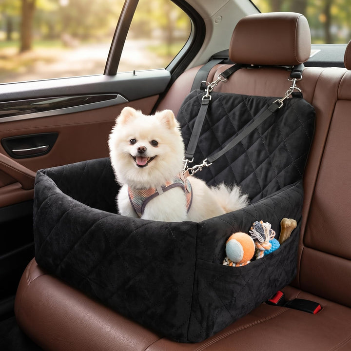 Hunde Autositz für Kleine Hunde, Hundesitz Auto mit dickem Memory-Schaum, Auto-Sitzerhöhung hundeaut