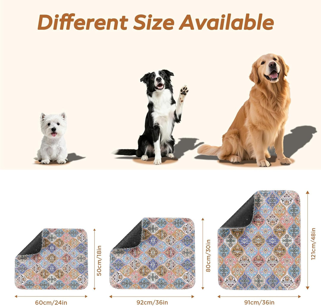 Gimars 2er Set 91 x 121 cm Welpenunterlagen Waschbar im Boho-Design, Wiederverwendbare Hundematte fü