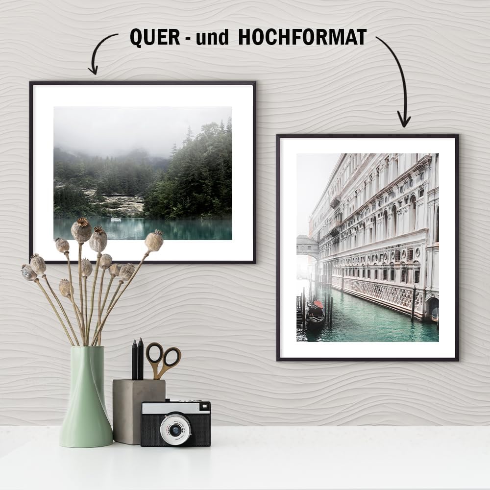 HaakDesign schmaler Bilderrahmen Alena Aluminium Alubilderrahmen 50 x 100 cm Schwarz (matt) Fotorahm
