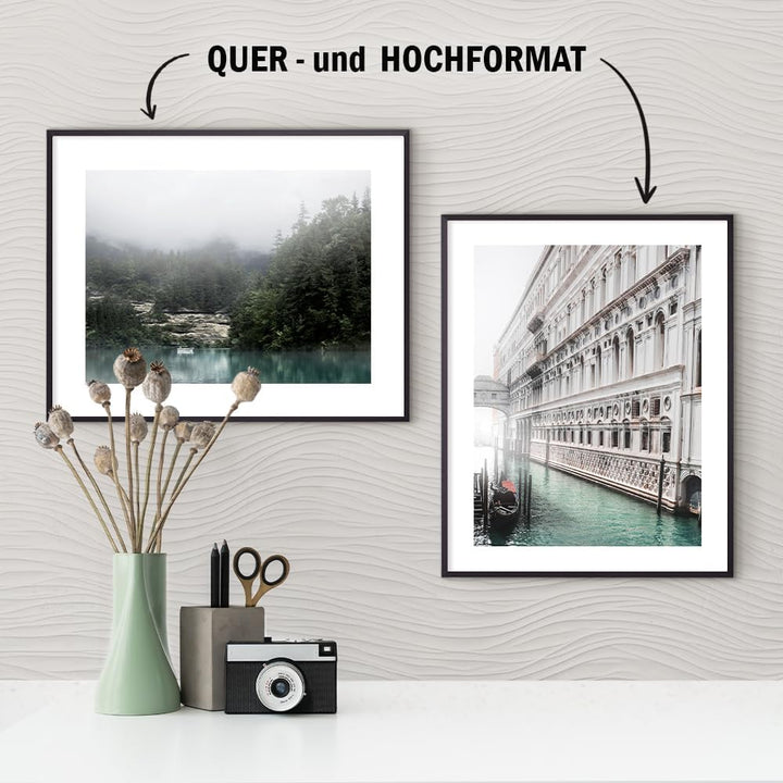 HaakDesign schmaler Bilderrahmen Alena Aluminium Alubilderrahmen 50 x 100 cm Schwarz (matt) Fotorahm
