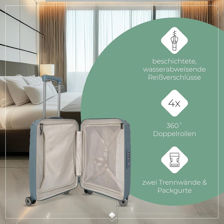 Travelite 4 Rad Handgepäck Koffer Hartschalen, nachhaltig, ELVAA, Boardtrolley mit recyceltem Innenf