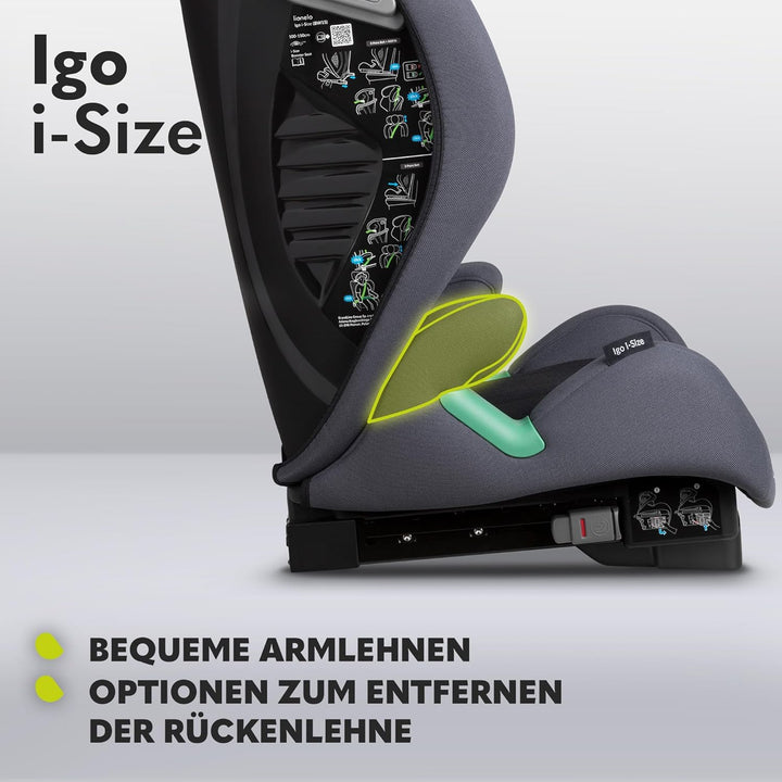 LIONELO IGO I-size Kinderautositz, Gruppe 2 3, von 100-150 cm ISOFIX oder gurtlose Frontbefestigung,