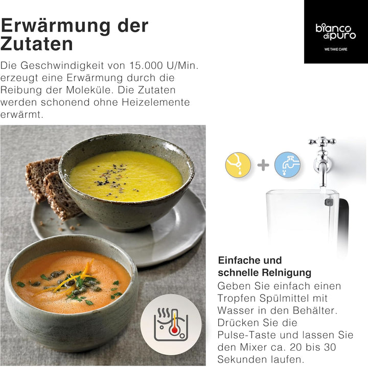 Hochleistungsmixer Gusto PRO mit bürstenlosem DC-Motor 1.000 Watt Leisung 4,27 PS Smoothie Maker Eis