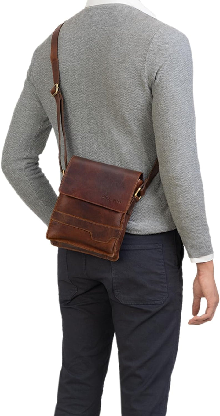 STILORD 'Sven' Herrenhandtasche Leder Umhängetasche klein Schultertasche Männer 8 Zoll Tablet Herren