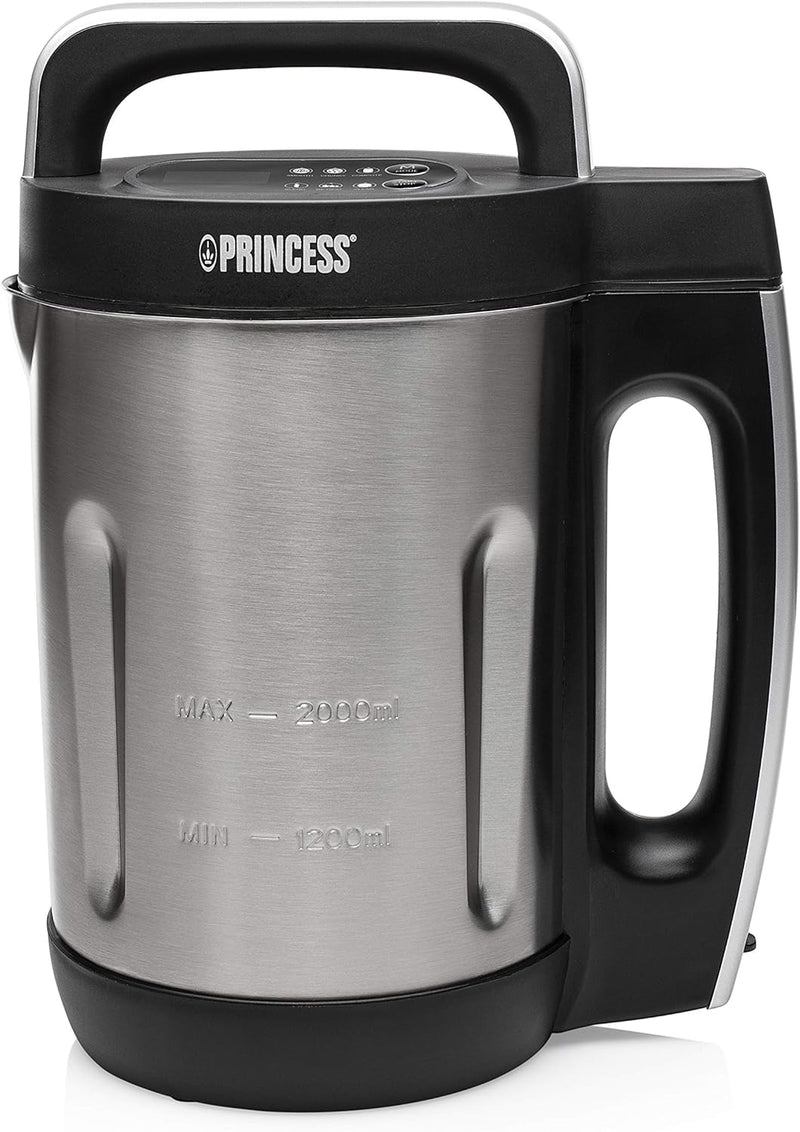 Princess 01.214002.01.001 Suppenkocher, 200, Edelstahl, 2 liters, Silber, Schwarz