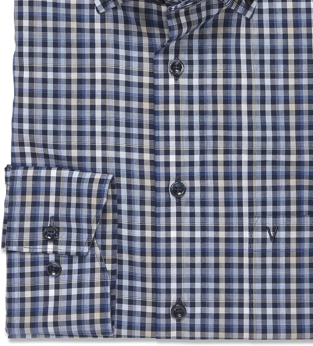 Marvelis Herren Businesshemd Langarm 708214,Kariert,Comfort fit,Button-Down-Kragen 40 Marine 18, 40
