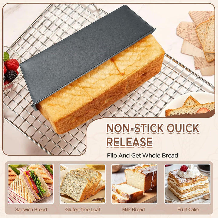 Brotbackform Set 2er-Pack, Rechteckige Kastenform 26x11.5x7.5CM, Antihaftbeschichtung Für Brot, Toas