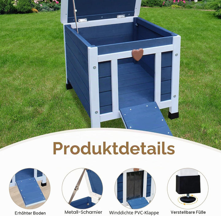 HiCaptain Katzenhaus Outdoor Katzenhaus für Draussen - Katzenhaus aus Holz Outdoor - Perfekt für Wel