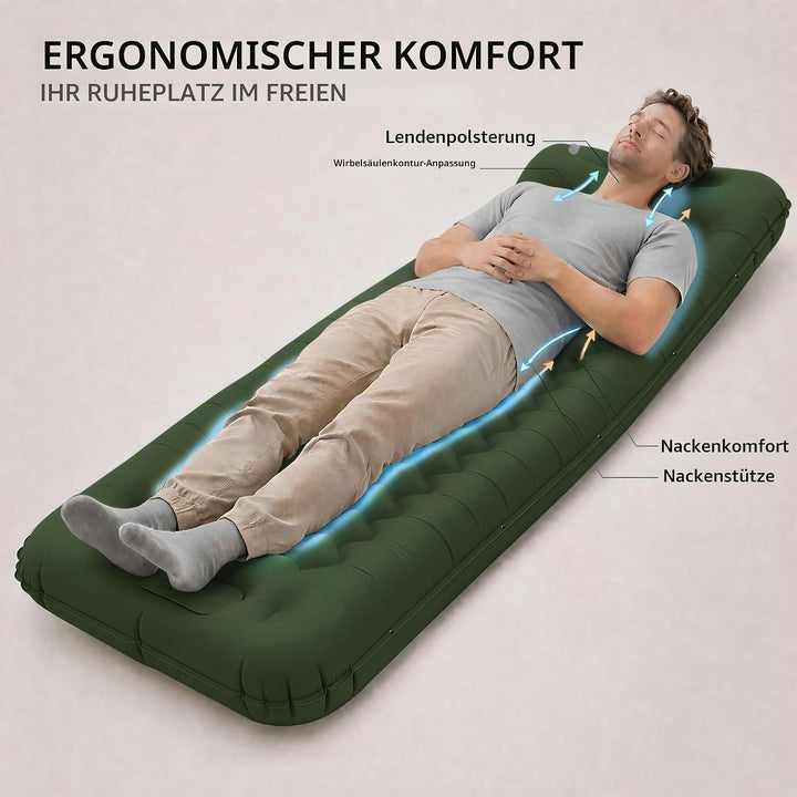 Aufblasbare Schlafmatte Extra Breit Extra Dick Campingmatte mit Fusspumpe Leicht und Robust für Outd