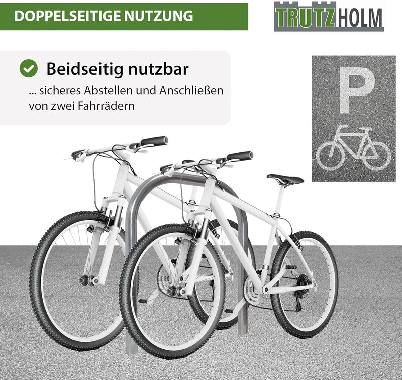 TRUTZHOLM Fahrradanlehnbügel aus Edelstahl 116x78,5 cm Ø 60 mm Anlehnbügel zum Einbetonieren Fahrrad